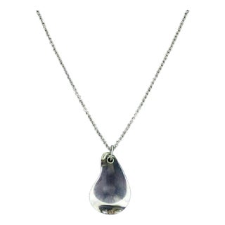 Mid 20th Century Tiffany & Co. Peretti Platinum Rock Crystal Tear Drop Pendant Necklace For Sale