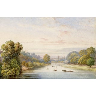 Unknown, Looking to Kensington Palace from the Bridge over the Serpentine, London, Watercolour For Sale