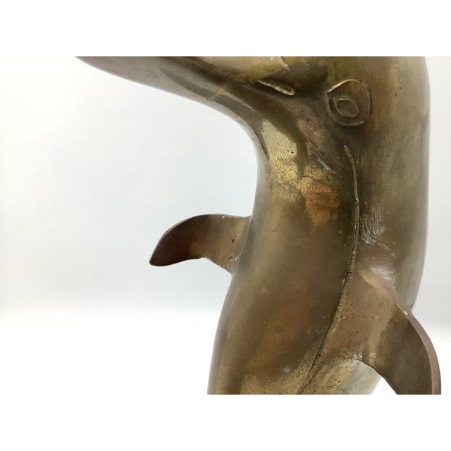 1960s Mom and Baby Brass Dolphins Figurine For Sale - Image 4 of 13