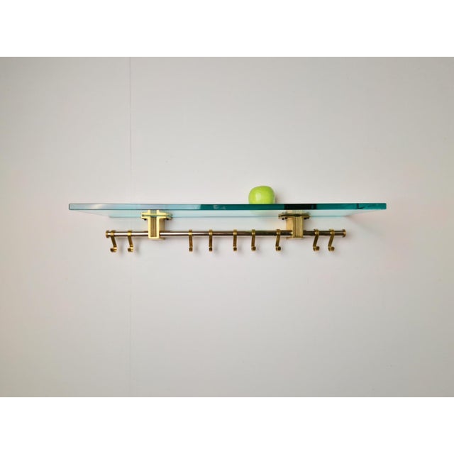 Metal Brass and Glass R14G Wall-Mounted Coat Rack from Peter Ghyczy, 1980s For Sale - Image 7 of 18