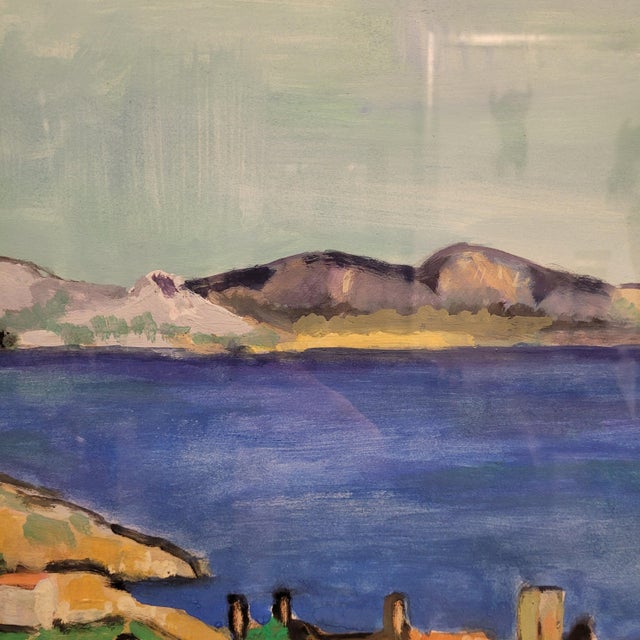 Blue After Paul Cézanne, The Bay of Marseille, View from L'estaque, 1920s, Gouache on Paper, Framed For Sale - Image 8 of 18