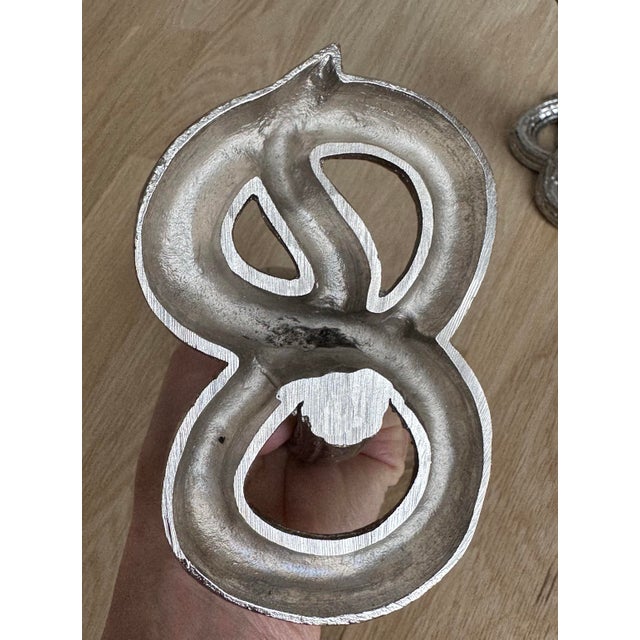 Hollywood Regency 1930s Egyptian Revival Bronze Candlesticks/Taper Candle Holders, Newly Nickel Plated – Exquisitely Detailed Sculptural Pair For Sale - Image 3 of 11