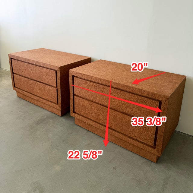 1980s Postmodern Nightstands in Caramel Burl Veneer – Pair For Sale - Image 10 of 10