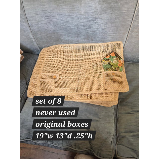 Vintage Rattan Placemats With Napkins For Sale - Image 10 of 12