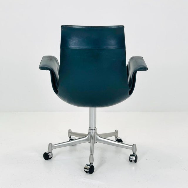 Mid-Century Dark Green Model 6727 Tulip Desk Chair by Preben Fabricius & Jørgen Kastholm for Walter Knoll, 1960s For Sale - Image 4 of 12