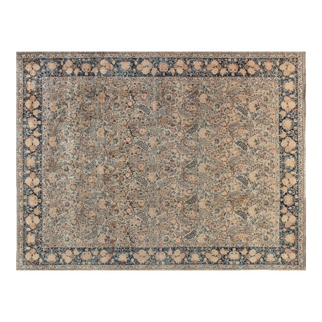 Authentic Persian Meshad Botanic Handmade Wool Carpet For Sale
