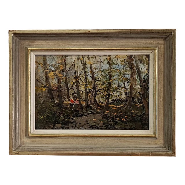 Ezelino Briante, Nel bosco, Oil on Cardboard, Framed For Sale