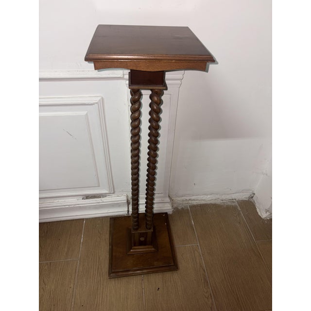 Wooden column or plant holder with twisted stems, height 102 cm, width 33 cm by 33 cm
