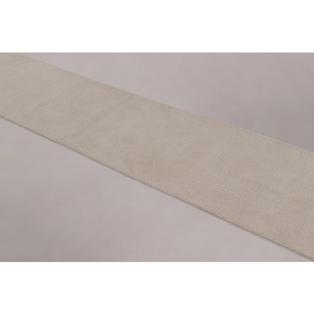 Rug & Kilim Rug & Kilim’s Modern Runner Rug, Subtle Textural Pattern in Tone-on-Tone White For Sale - Image 4 of 8
