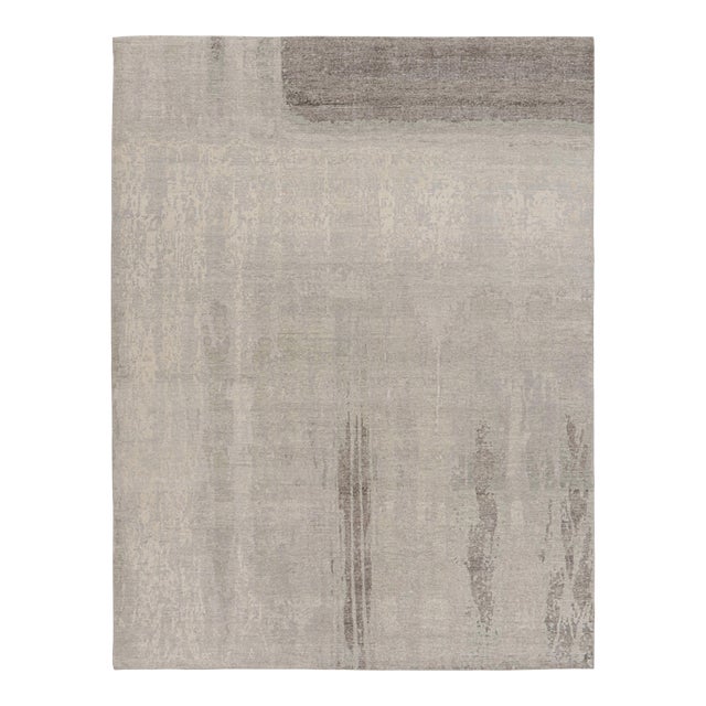 Rug & Kilim’s Modern Distressed Rug in Gray With Abstract Minimalist Patterns For Sale