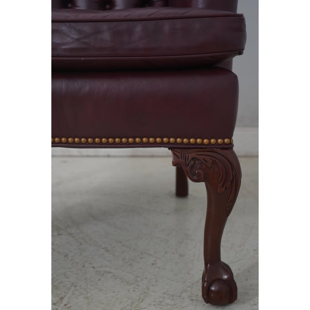 Pair of Hancock & Moore Tufted Leather Wing Library Chairs For Sale - Image 13 of 18
