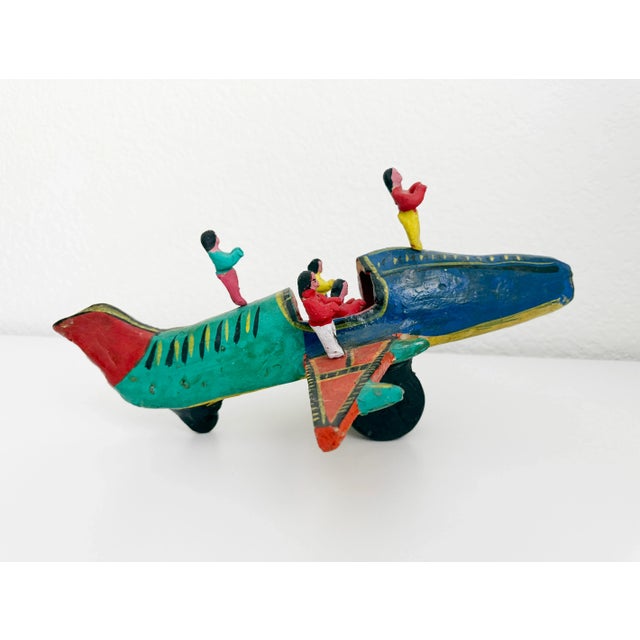 Vintage Mexican Folk Art Acrobats on Airplane, Mid 20th Century For Sale - Image 4 of 10