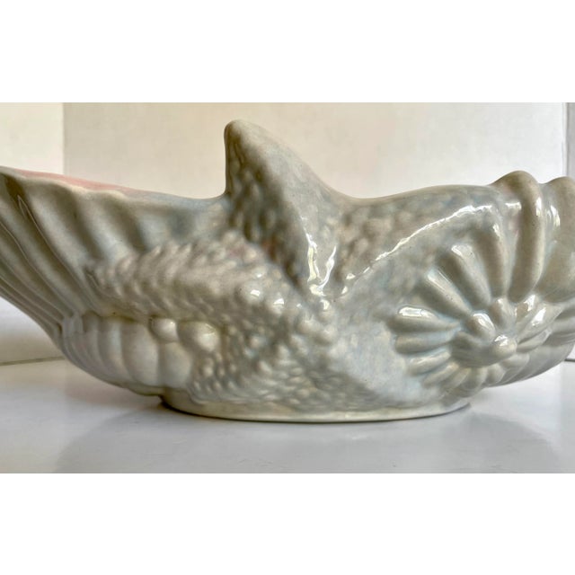 Folk Art Mid 20th Century Gonder Pottery 500 Gray and Pink Sealife Shell Bowl For Sale - Image 3 of 10