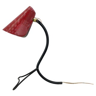 Red and Black Hole Pattern Table Light Light in the style Mategot, France, 1950s For Sale