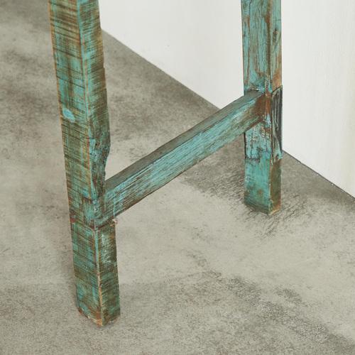 Wood Vintage Wabi Sabi Console Table in Worn Turquoise, 1940s For Sale - Image 7 of 15