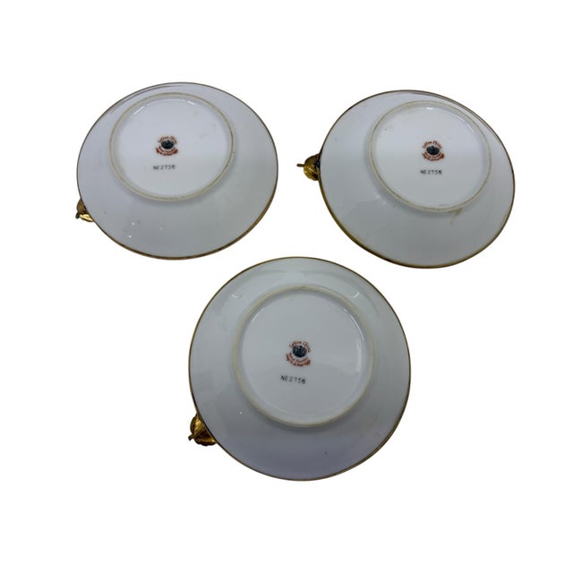 Gold Antique Lefton Hand Painted Floral Saucers/ Wall Decor- A Set of 3 For Sale - Image 8 of 9