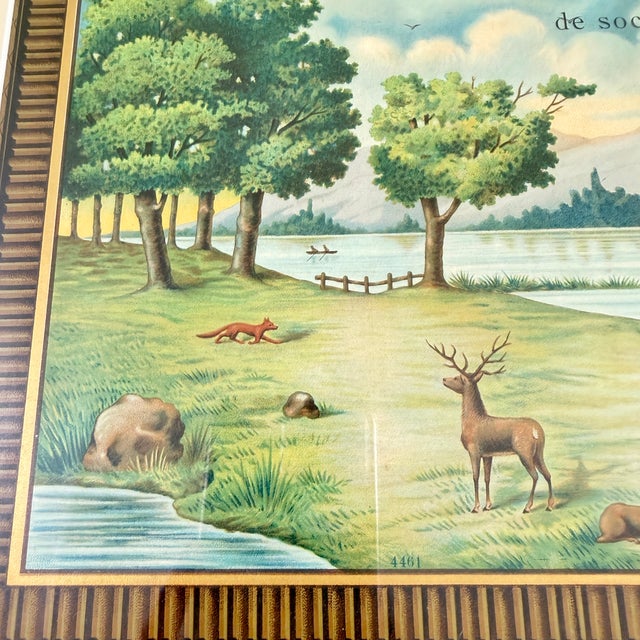 Loto Des Paysages French Game Box Lid, Chromolithograph, Framed, Circa 1900 For Sale - Image 4 of 12