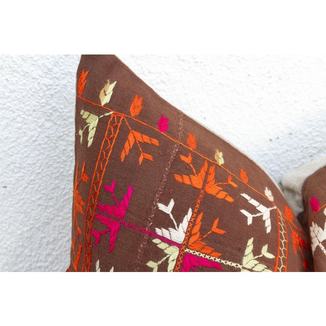 Horshiapur Bloom, Antique Phulkari Lumbar Pillow Cover For Sale - Image 4 of 6