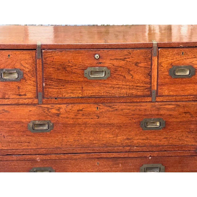 Brown Two Part English Campaign Chest , 19th Century For Sale - Image 8 of 11