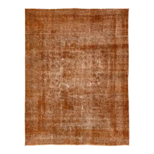 Antique Room Size Orange Wool Rug Persian Overdyed With Allover Pattern