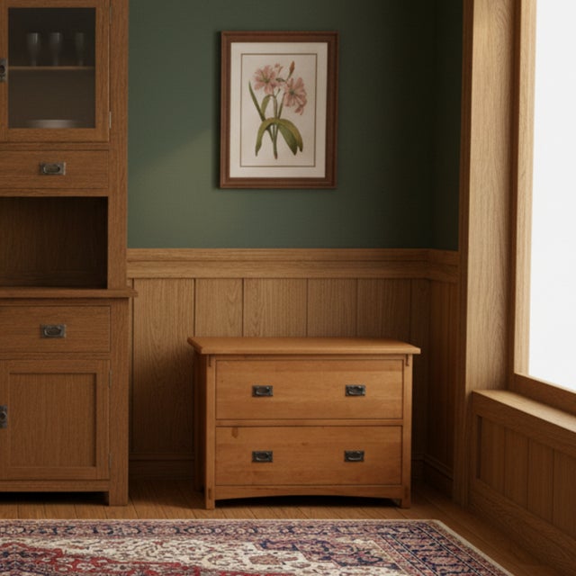 Mission Oak 2 Drawer Lateral File Cabinet - Michael's Cherry Stain For Sale In Chicago - Image 6 of 11