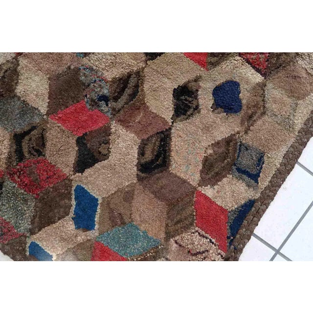 1880s Handmade Antique American Hooked Rug 3.1' X 5' For Sale - Image 9 of 11