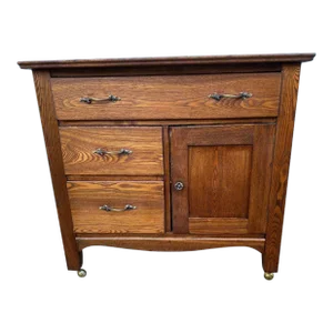 19th Century Antique Oak Wash Stand Cabinet