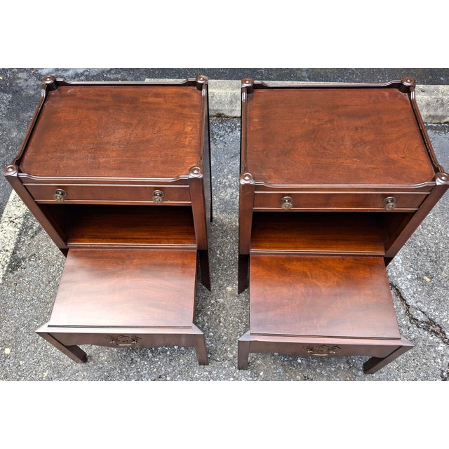 Pair Kittinger Mahogany Nesting Step Bedside Tables For Sale - Image 15 of 18