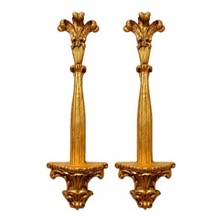 1940s Ornate Pair of Carved Giltwood Wall Shelves For Sale