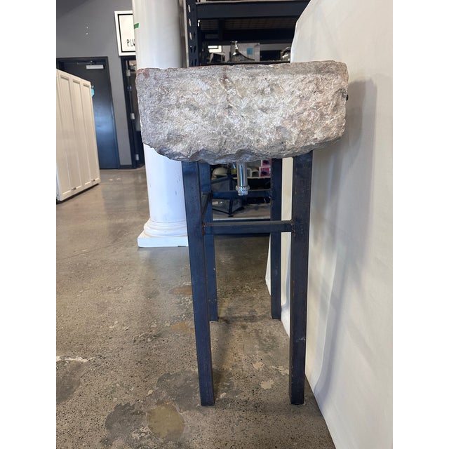 Italian Pink Italian Marble Sink on an Iron Base For Sale - Image 3 of 7