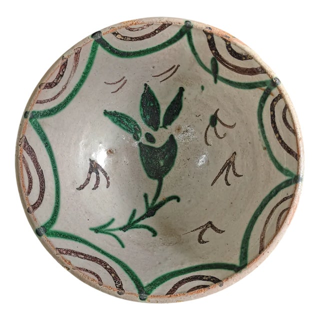 Spanish Ceramic Folk Art Bowl, 1880s For Sale