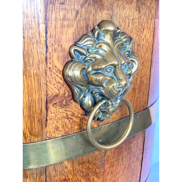 Late 19th Century English Oak Barrel With Brass Bands Umbrella Stand For Sale - Image 10 of 11