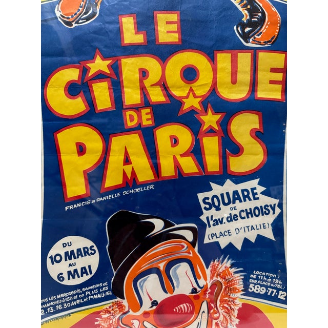 Colorful vintage French advertising poster for Le Cirque de Paris, operated by Francis & Danielle Schoeller, promoting...