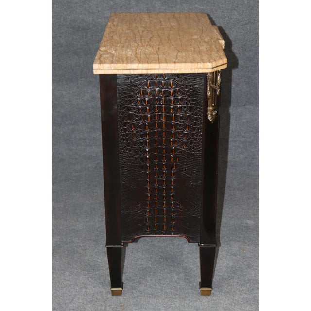 Theodore Alexander Louis XV Style Marble Top Faux Alligator Théodore Alexander Commode For Sale - Image 4 of 13