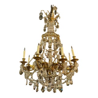 19th Century French Gilt Bronze and Crystal Chandelier For Sale
