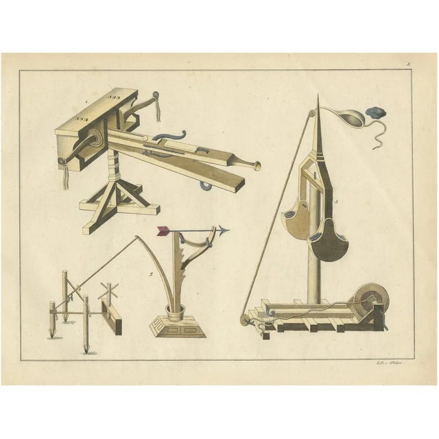 Von Reibisch, Medieval Siege Engines and Catapults, 1842, Print For Sale