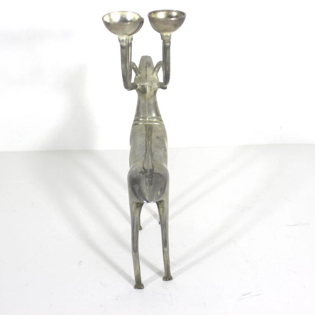 Mid Century Modern Silver Reindeer Candle Holder Candelabra Christmas For Sale - Image 9 of 9