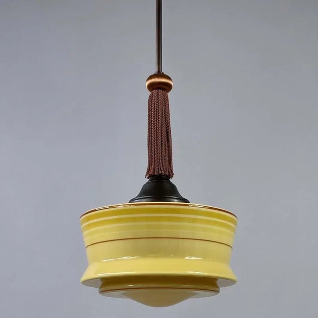Opaline Enameled Glass Pendant with Tassel, 1930s For Sale - Image 15 of 17