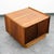 Square walnut end table by Lane. This table includes 2 doors with fluted design and storage space within. Clean classic...
