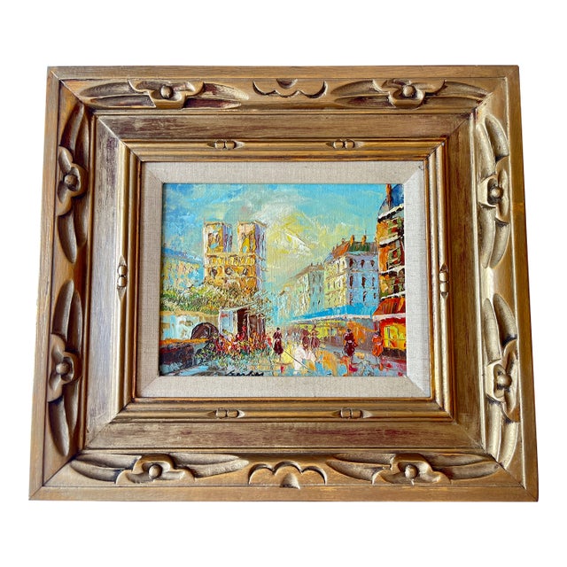 Notre Dame & the Paris Flower Market, Oil on Canvas Depicting, Diana Malian For Sale