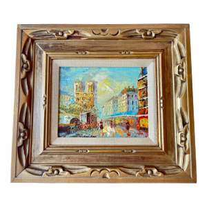Notre Dame & the Paris Flower Market, Oil on Canvas Depicting, Diana Malian