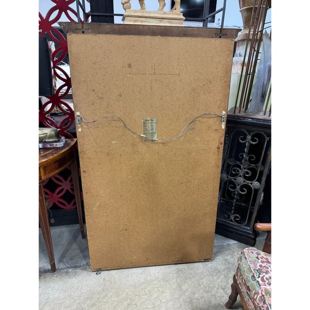 Vintage LaBarge French Style Hand Painted Carved Wood Trumeau Mirror For Sale - Image 10 of 12