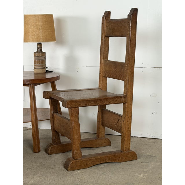 Mid-Century Modern Vintage Dutch Brutalist Oak Dining Chairs, Set of 6 For Sale - Image 3 of 11