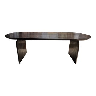 Large Teak Wood Table, Espresso Finish, Modern Organic For Sale