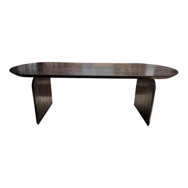 Large Teak Wood Table, Espresso Finish, Modern Organic For Sale