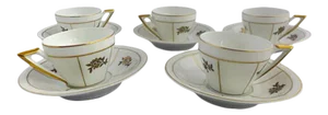 Vintage Porcelain Va Portugal Demitasse Cups & Saucers Set 5