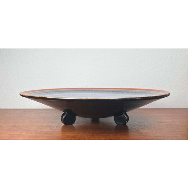 Large Art Deco German Ceramic Tripod Bowl from Karlsruher Majolika, 1940s For Sale - Image 11 of 18