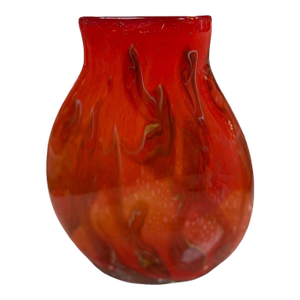 1960s Hand Blown Red Murano Art Glass Italian Vase