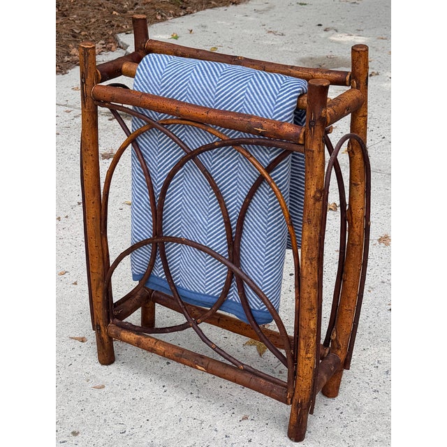 Adirondack Folk Art Rustic Twig Blanket Quilt Rack For Sale - Image 4 of 15