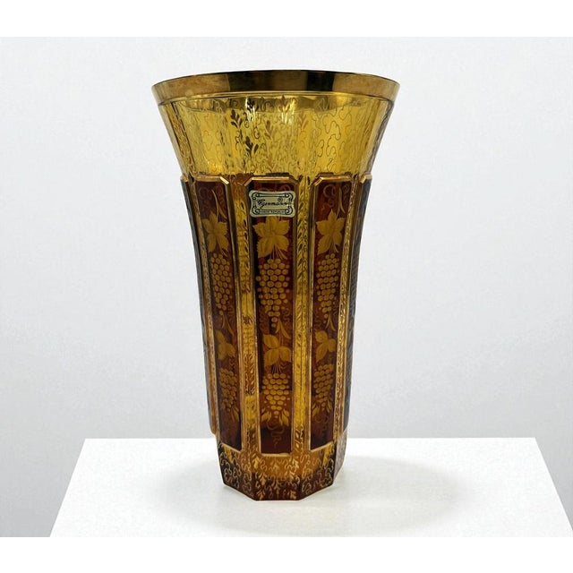 Bohemian Engraved and Gilt Crystal Vase from Egermann, 1970s For Sale - Image 4 of 11